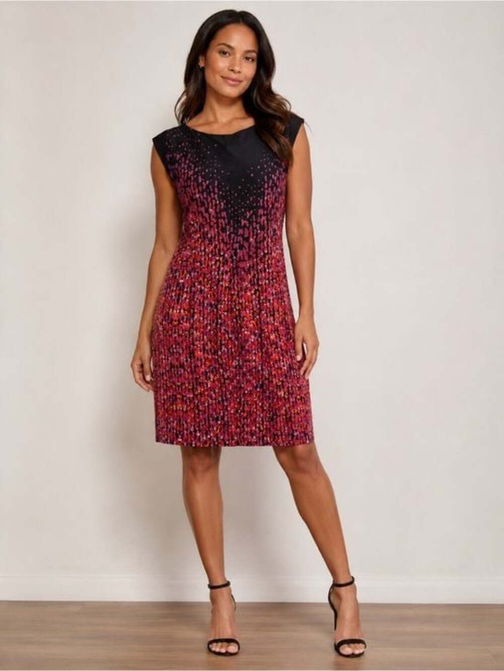 JUST TAYLOR Fuchsia Multicolor Ombré Printed Bow Dress 14